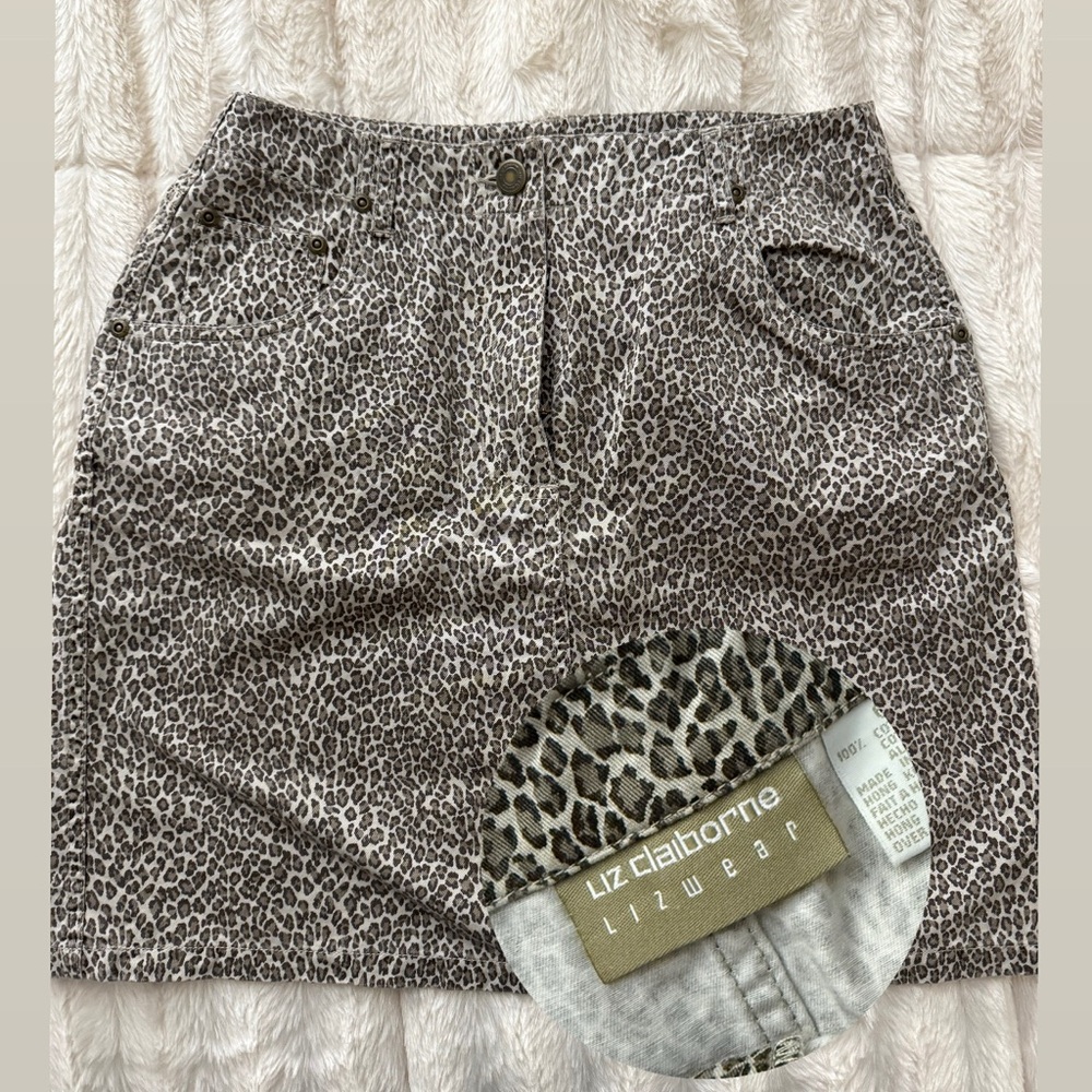 Vintage Liz Claiborne LizwearEUC mini leopard animal print skirt